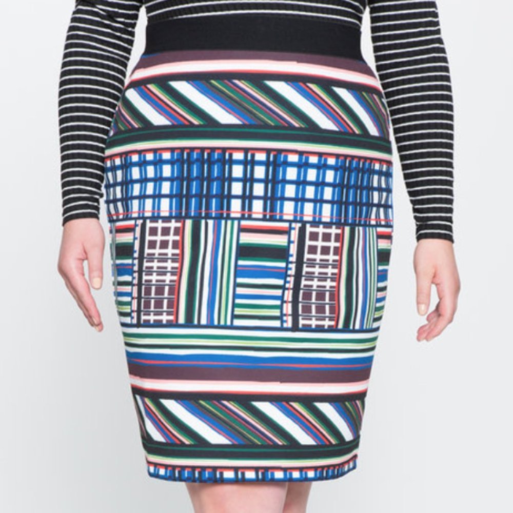 Eloquii Printed Scuba Pencil Skirt